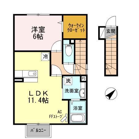 セジュール仲町　Ｇ（むつ市）の間取り