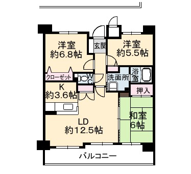 呉市阿賀中央のマンションの間取り