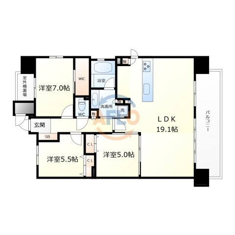 大阪市住之江区南港中のマンションの間取り