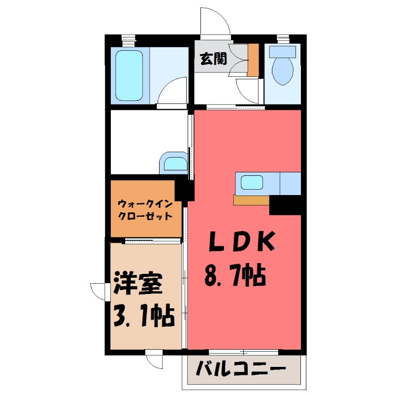 筑西市榎生のアパートの間取り