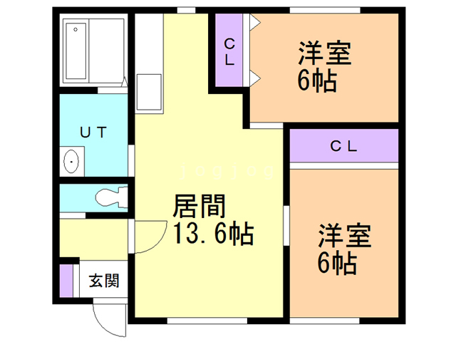 釧路市星が浦大通のアパートの間取り