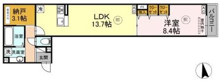 荒川区東日暮里のアパートの間取り