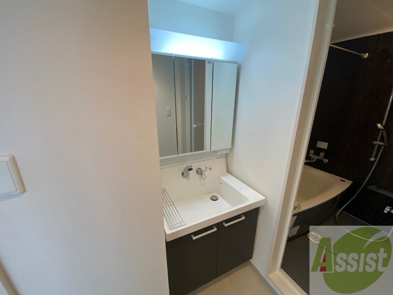 洗面設備　独立洗面台です。大きくてよいですね。シャンプーもできます。