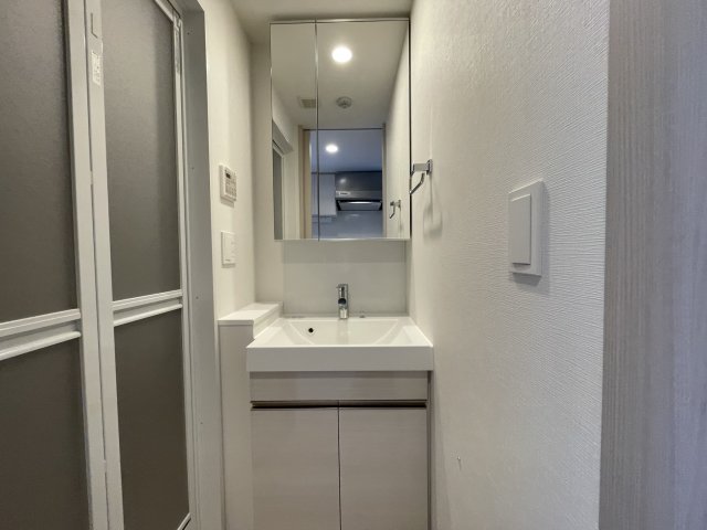 洗面設備　同マンション反転タイプの部屋写真