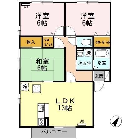 ウィルモア泉都町A棟の間取り写真