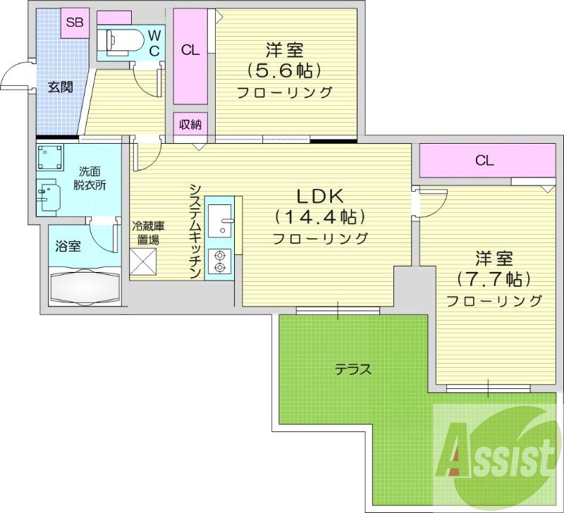 地下鉄東西線 南郷７丁目駅 徒歩3分 8階建 新築の間取り写真