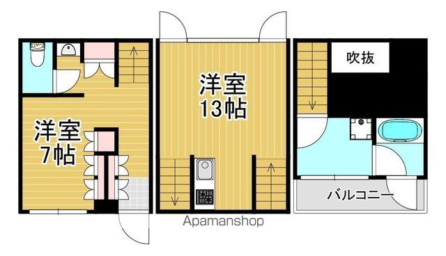 地下鉄空港線 西新駅 徒歩9分 3階建 築21年の間取り写真