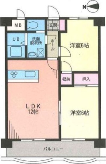 小田急小田原線 相模大野駅 徒歩6分 6階建 築33年の間取り写真