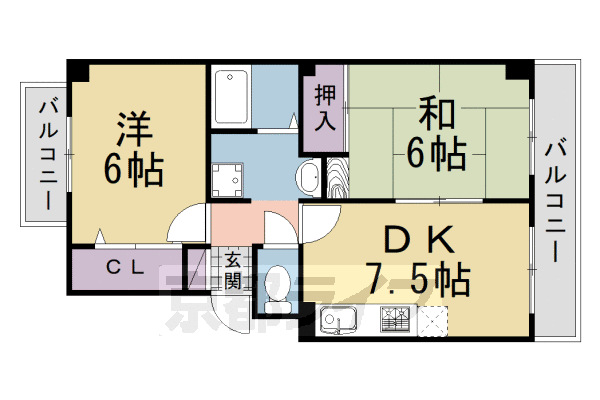 近鉄京都線 山田川駅 徒歩59分 2階建 築32年の間取り写真