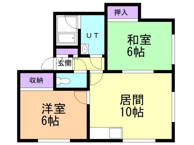 函館市海岸町のアパートの間取り