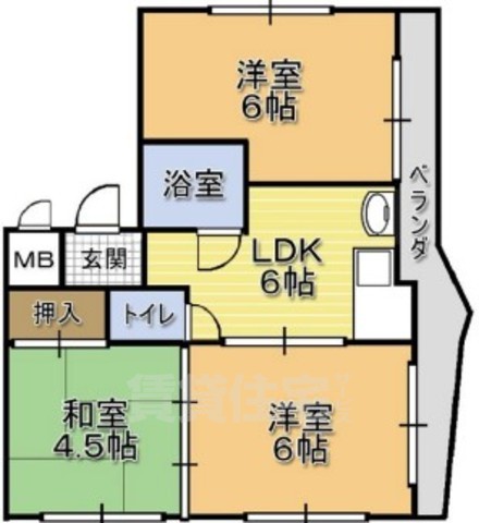 東大阪市柏田西のマンションの間取り