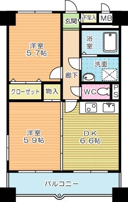 ニューシティアパートメンツ南小倉Iの間取り