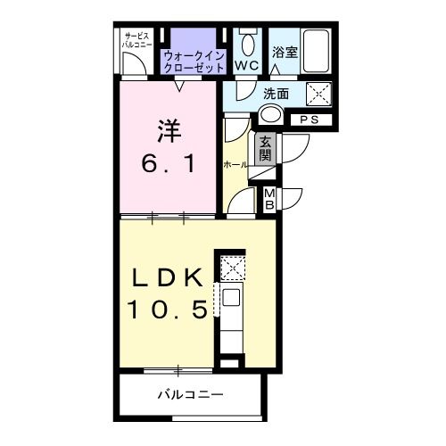 奈良市杏町のアパートの間取り