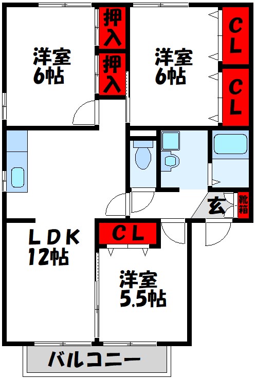 宗像市大井南のアパートの間取り