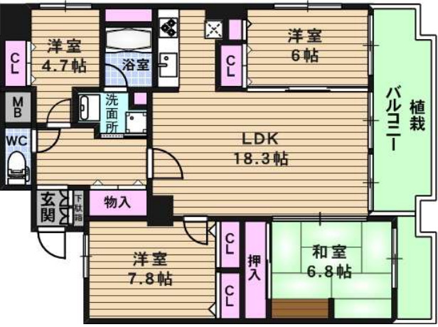 大阪市天王寺区生玉町のマンションの間取り