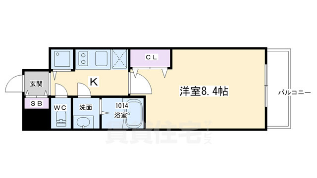 京都市左京区一乗寺東杉ノ宮町のマンションの間取り