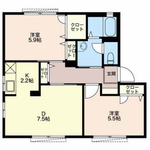 袋井市上山梨のアパートの間取り