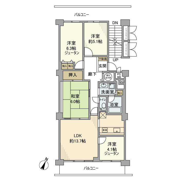 八王子市台町のマンションの間取り