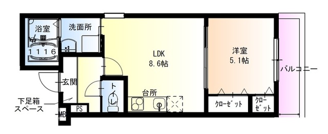 【東大阪市友井のアパートの間取り】