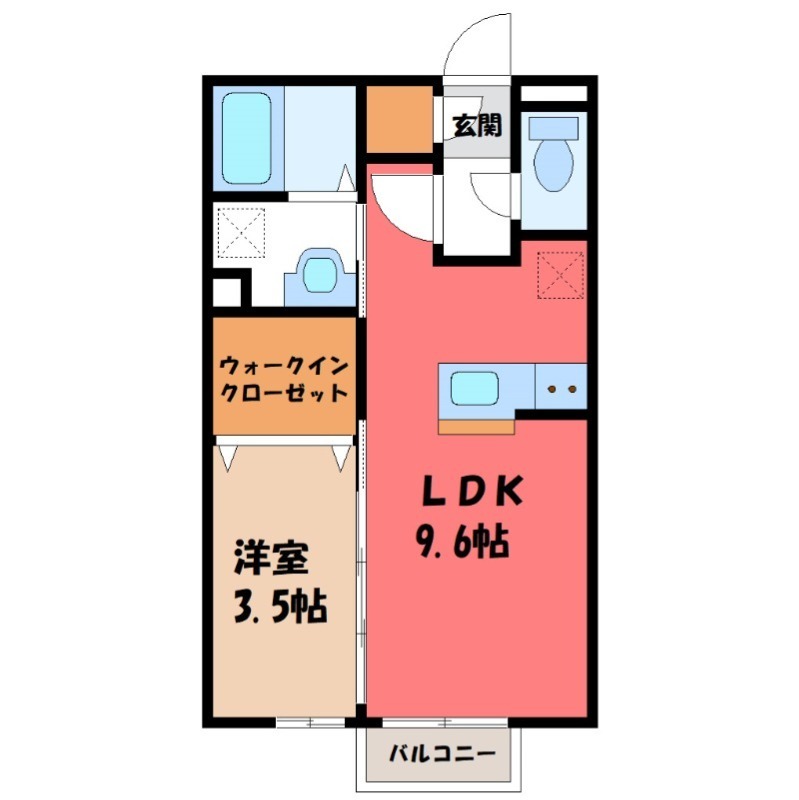 小山市大字立木のアパートの間取り