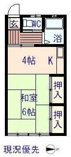 福山市大門町のアパートの間取り