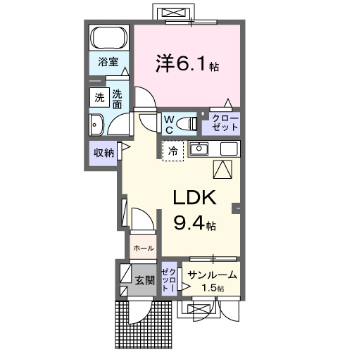 高岡市石瀬のアパートの間取り