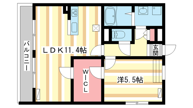 生駒市萩の台のアパートの間取り