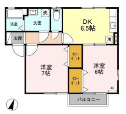 新潟市西蒲区巻のアパートの間取り