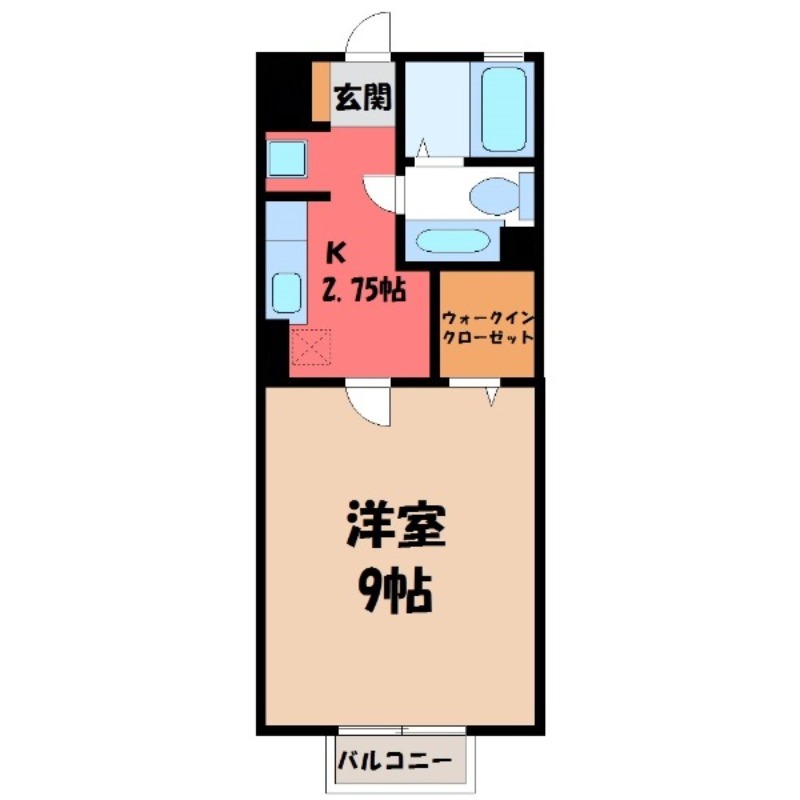 塩谷郡高根沢町大字宝積寺のアパートの間取り