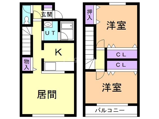 帯広市西十九条南のアパートの間取り