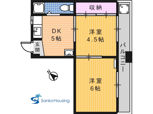 堺市堺区甲斐町西のマンションの間取り