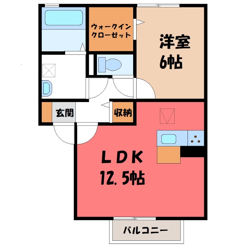 【深谷市上野台のアパートの間取り】