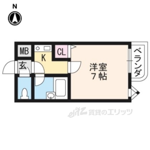 京都市山科区安朱馬場ノ西町のマンションの間取り