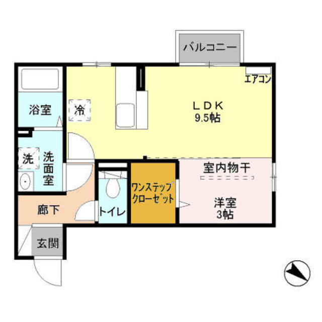 新潟市江南区亀田向陽のアパートの間取り