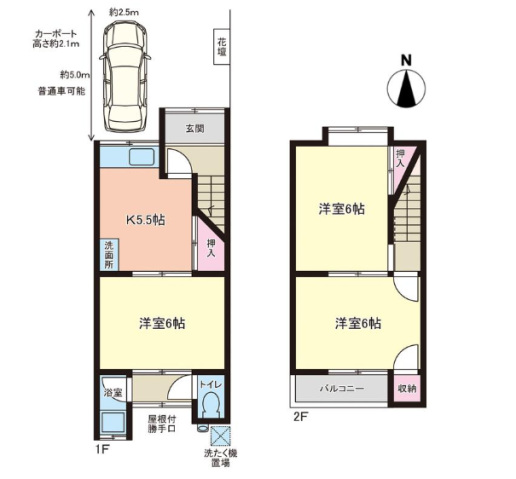 【東野南井ノ上町11-45 貸家の間取り】