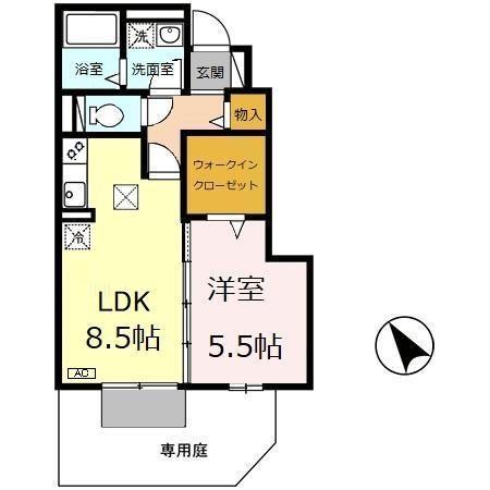 加古川市野口町良野のアパートの間取り