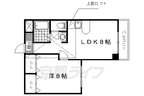 京都市北区北野西白梅町のマンションの間取り