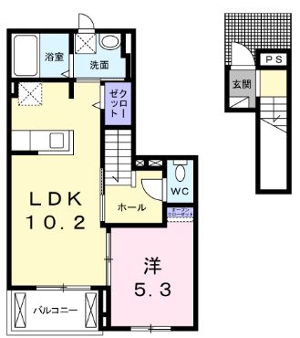 高松市福岡町のアパートの間取り