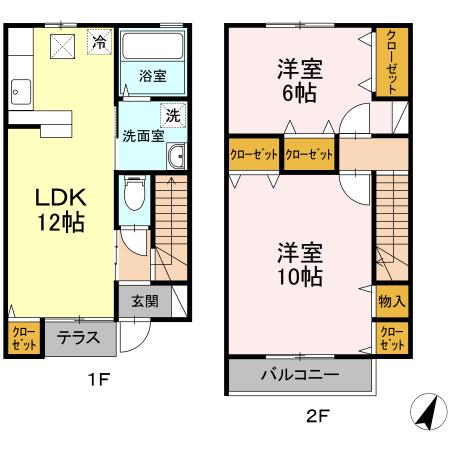 広島市東区中山新町のアパートの間取り