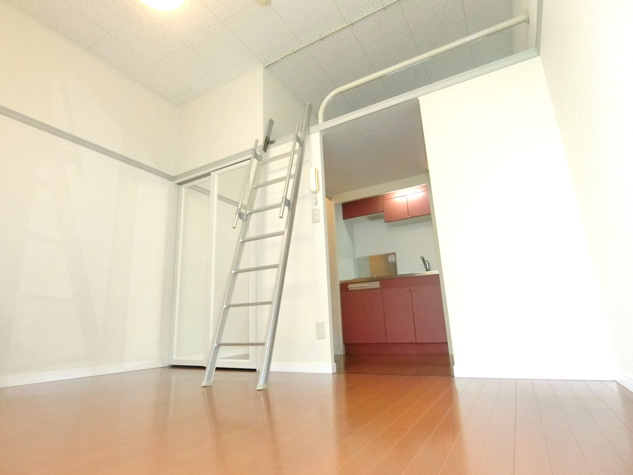 居室・リビング　上部にベッドスペース・クローゼツト・鏡・照明を完備です☆