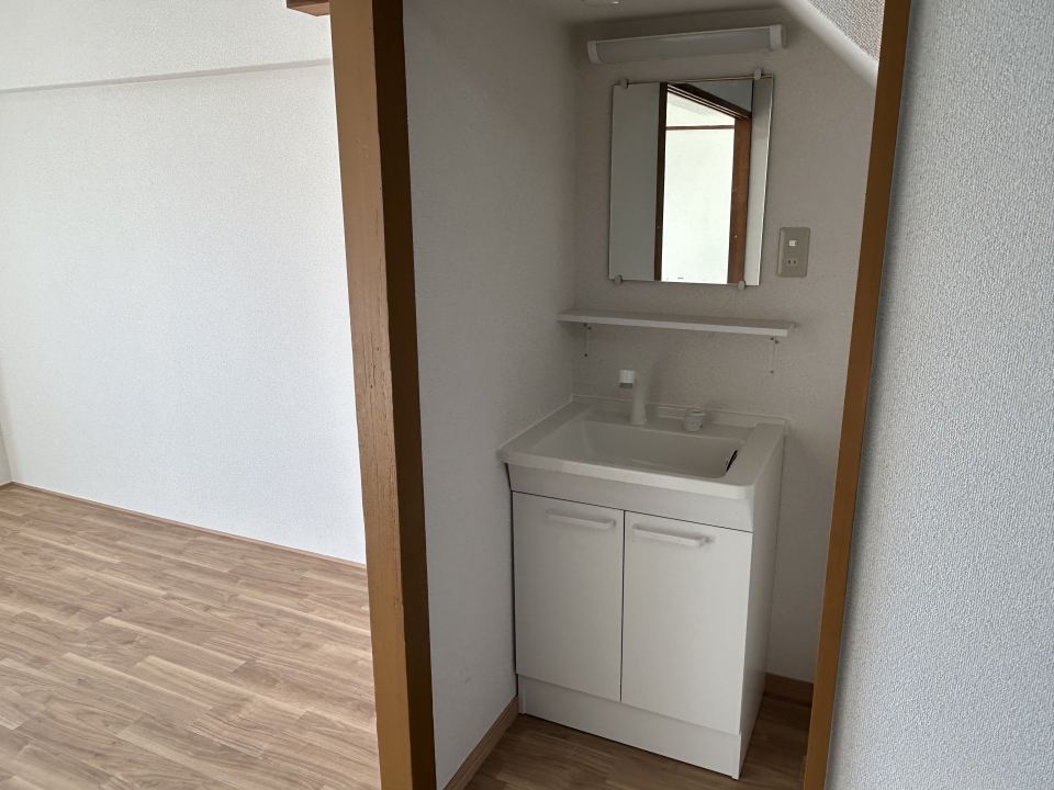 洗面設備　シャワー付きです。センサーライト付き。