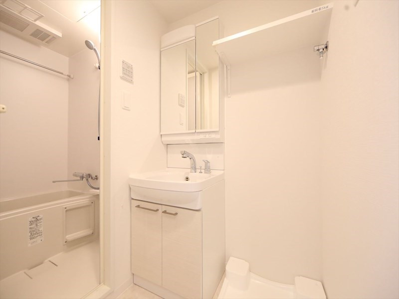 洗面設備　脱衣所　独立洗面台（シャンプードレッサー付）収納スペース有