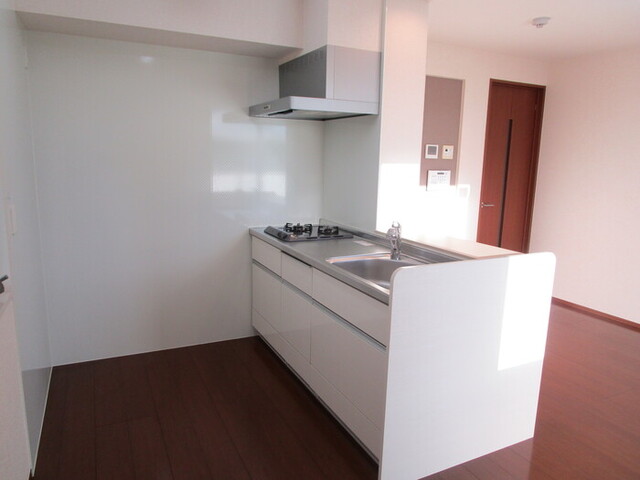 キッチン　対面式２口ガスコンロ付システムキッチン