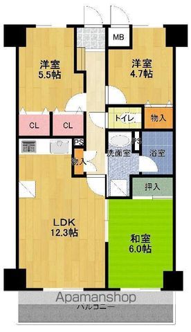 ＪＲ武蔵野線 三郷駅 徒歩6分 7階建 築33年の間取り写真