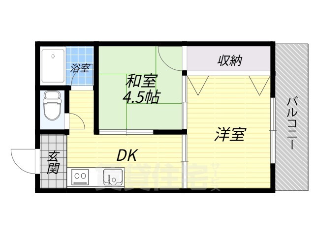 地下鉄長堀鶴見緑地線 蒲生四丁目駅 徒歩5分 4階建 築51年の間取り写真