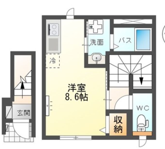 仙台市地下鉄東西線 連坊駅 徒歩2分 2階建 新築の間取り写真