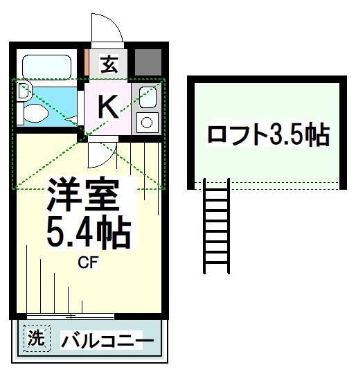小田急線 豪徳寺駅 徒歩5分 2階建 築41年の間取り写真