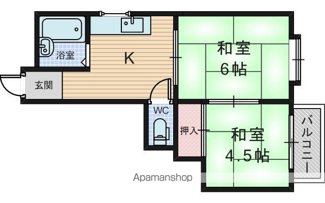 阪急宝塚線 服部天神駅 徒歩9分 3階建 築40年の間取り写真