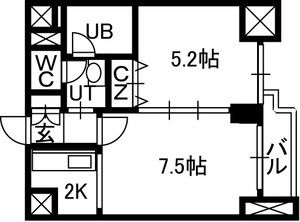 Ｔｒｅａｓｕｒｅ　Ｃｏｕｒｔ　Ａの間取り