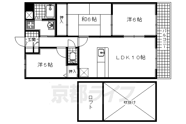 京都市伏見区向島津田町のマンションの間取り